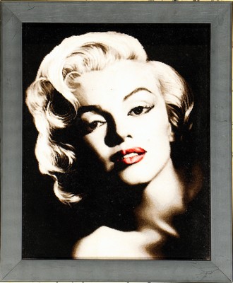 Täbriz fein(50 Raj) Persien, "Marilyn Monroe"Portrait, ca. 30 Jahre, Korkwolle auf Seide, ca. 54 x 44 cm, ca. 500.000 Kn/qm, ...