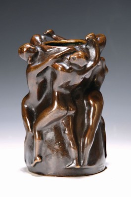 "Tanz der Nymphen", Bronze von Frederic Storck (1872 Bukarest-1942), Studium an den Akademien Bukarest und München, Bronzeobjekt/ Vase mit ...
