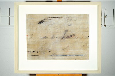 Karl Fred Dahmen, 1917 Stolberg - 1981 Chiemsee, Mischtechnik (Graphit/Kreide) auf Papier, ohne Titel, 1979, 50 x 67 cm, unter Glas, Galerierahmung ...