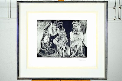Pablo Picasso, 1881 Malaga-1973 Mougins, Radierung auf Velin, Blatt 23 aus der Folge "156 Gravures" (1971), Stempelsignatur, nummeriert Ed. ...