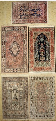 5 Lots Kaschmir, Pakistan, ca. 40 Jahre, merzerisierte Baumwolle, ca. 155 x 95 cm, EHZ:2