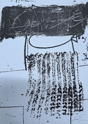 Antoni Tapies, 1923-2012 Barcelona, Lithographie auf Rives, "Bremen-Baden-Baden -Winterthur", 1977, handsigniert, Ed. 42/210 Vorzugsausgabe ...