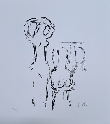 Mappenwerk: Fünf Bildhauer, St. Gallen, Erker 1975, 5 orig. Lithographien der Künstler Lynn Chadwick, Bernhard Heiliger, Toni Stadler, Günther ...