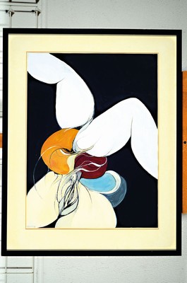 Wolff Buchholz, 1935-2010, Mischtechnik (Aquarell und Kreide) auf Papier, abstrahierter weiblicher Akt, signiert und datiert 6/66, Blatt 60x45 cm, ...