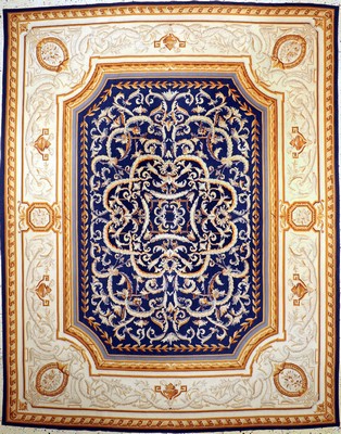 Aubusson stil, China, ca. 50 Jahre, Wolle auf Baumwolle, ca. 300 x 235 cm, flachgewebt, EHZ: 1