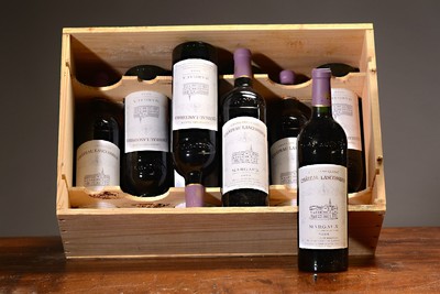 9 Flaschen 2005 Chateau Lascombes, Margaux, grand cru classé, je 75cl, 13.5%, orig. verkorkt und unverkostet, orig. Holzkiste ohne Deckel