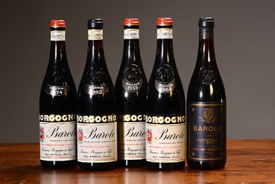 8 Flaschen Giacomo Borgogno, Barolo, je eine Flasche der Jahrgänge: 1947, 1955, 1964, 1967, 1974, 1978, 1982, 1989, einzeln in orig. Kartons, je ...