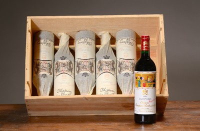 8 Flaschen 1991 Chateau Mouton Rothschild, Paulliac, premier grand cru classé, mit Künstleretikett von Setsuko, 75cl, orig. verkorkt und ...