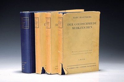 Literatur zu Beschauzeichen: Marc Rosenberg (1852-1930): Der Goldschmiedemerkzeichen, Frankfurt , Frankfurter Verlags-Anstalt 1922 , 3. Auflage, 4 ...