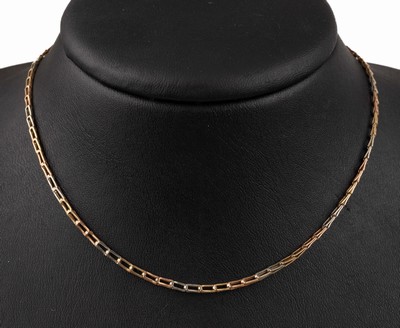 14 kt Gold Collier, GG/WG/RG 585/000, ca. 4.5 g, L. ca. 42 cm, Federringschließe
