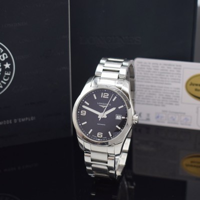 LONGINES Herrenarmbanduhr Conquest Classic Referenz L2.785.4, Automatik, Edelstahlgeh. inkl. Gliederband m. dopp. Faltschl., beids. vergl., Boden ...