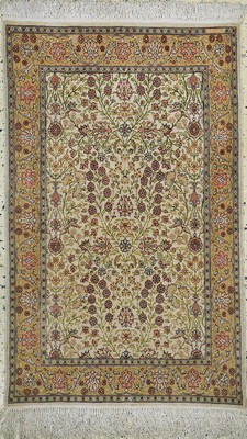Hereke Seide fein signiert, Türkei, um 1960, reine Naturseide, ca. 112 x 70 cm, EHZ: 1-2