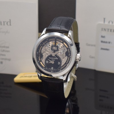LOUIS ERARD Herrenarmbanduhr 1931 GMT Skeleton Big Date Referenz 94205AA02, Automatik, Edelstahlgeh. inkl. orig. Lederband m. dopp. Faltschl., beids. ...