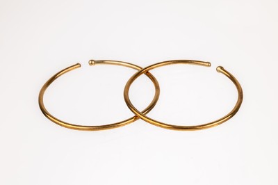 Paar 14 kt Gold Ohrcreolen, GG 585/000, zumEinhängen in die Ohrmuschel, D. ca. 4.5 cm, ca. 11.1 g