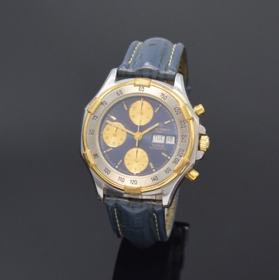 MICHEL HERBELIN Armbandchronograph Serie Safari, Automatik, Schweiz um 1990, Edelstahlgeh., Boden und Krone verschr., teilverg. Lün. mit ...