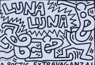 Keith Haring, 1958-1990, "Luna Luna Karussel, von 1986, gefaltetes Pop-up Karussel,farbigeIllustration auf Karton, Format geschlossen 30,5x30,5 ...