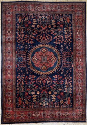 Sarogh Mohajeran fein, Indien, ca. 40 Jahre, Korkwolle auf Baumwolle, ca. 283 x 200 cm, EHZ: 1-2