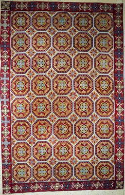 Needl Point antik, England, um 1920, Wolle auf Baumwolle, ca. 430 x 275 cm, (aus mehrerenBahnen), EHZ: 2-3