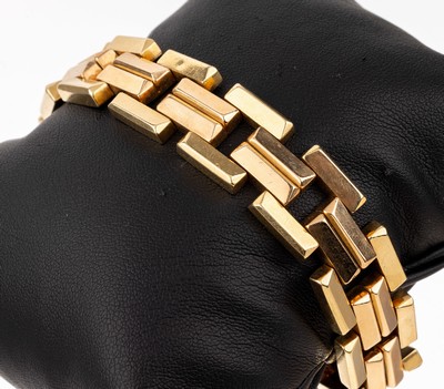 18 kt Gold Armband, GG/RoseG 750/000, ca. 40.7 g, L. ca. 19 cm, B. ca. 1.5 cm, Kastenschloss mit 2 Sicherheitsachten