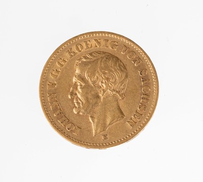 Goldmünze 20 Mark, Deutsches Reich 1873, Johann König von Sachsen