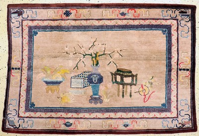 Pao Tow antik, China, um 1900, Wolle auf Baumwolle, ca. 200 x 140 cm, restauriert, EHZ:2(kleiner Riss)