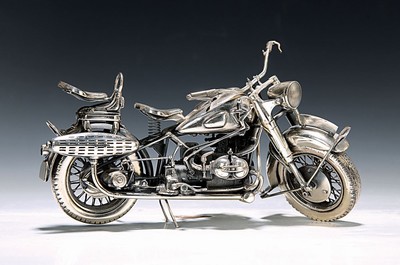 Silbernes Motorrad-Modell, BMW R 75 Medusa Oro, Italien, 925er Silber, wohl 70er Jahre, detailreiche Ausarbeitung, vermutlich Oro Medusa, 10 x 22.5 ...