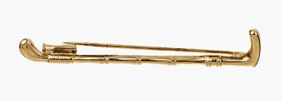 14 kt Gold Brosche "Golfschläger", GG 585/000 gepr., L. ca. 5 cm, ca. 1.7 g
