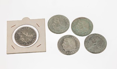 Konvolut 5 Silbermünzen, Deutschland 1964, 5 x 5 Mark Johann Gottlieb Fichte