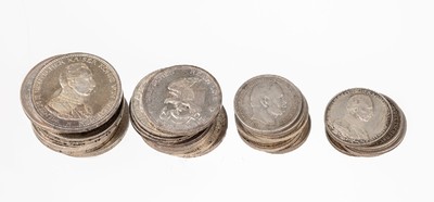 Lot 31 Silbermünzen, Deutsches Kaiserreich,7 x 5 Mark: 3 x Wilhelm II von Preußen 1900, 1913, 1914, 1 x Wilhelm II 1901, 1 x Wilhelm von Preußen ...