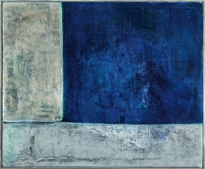 Gaston Galé, geb. 1978, zeitgen. belgischer Künstler, 2 Arbeiten: Kompositionen in Blau,1x Acryl auf Lwd, li. u. sign., ca. 73x60cm; 1x Acryl auf ...