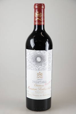 1 Flasche 2002 Chateau Mouton Rothschild, Pauillac, ca. 75cl, 13% Vol., Etikettentwurf Ilya Kabakov, Etikett l. lädiert