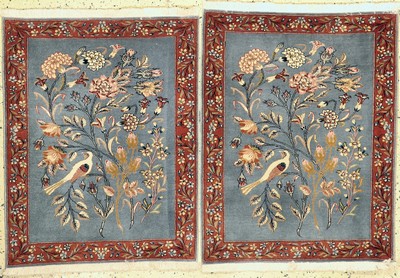 1 Paar Ghom Seide, Persien, ca. 30 Jahre, Korkwolle auf Baumwolle, ca. 88 x 67 cm, EHZ: 1