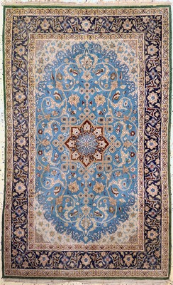 Esfahan fein, Persien, um 1960, Korkwolle auf Seide, ca. 170 x 106 cm, ca. 1,0 Mio. Kn/qm, stark verschmutzt, EHZ: 2-3