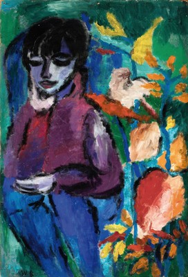 Walter Becker, 1893 Essen-1984 Tutzing, großes Damenporträt in expressivem Duktus, links unten monogrammiert W.B., Öl/Masonit, 110x76 cm, ...