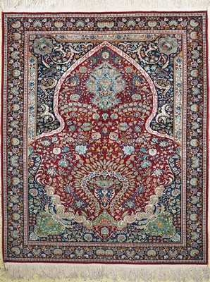 Indo Keschan fein, Indien, ca. 40 Jahre, Korkwolle mit Seide, ca. 203 x 165 cm, EHZ: 1-2