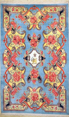 Senneh Sehr fein Persien, "Shiro-Khorshid &Krone", ca. 30 Jahre, Korkwolle mit und auf Seide, ca. 340 x 215 cm, ca. 1,0 Mio. Kn/qm, EHZ: 1