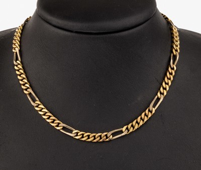 14 kt Gold Collier, GG/WG 585/000, GG und WG Glieder im Wechsel, L. ca. 55 cm, Karabinerschließe, ca. 47.2 g