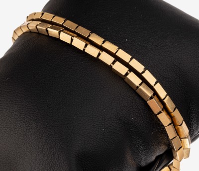 18 kt Gold Armband, GG 750/000, 2-rhg., L. ca. 20.5 cm, Kastenschloss mit Sicherheitskettchen (sek.), ca. 25.5 g