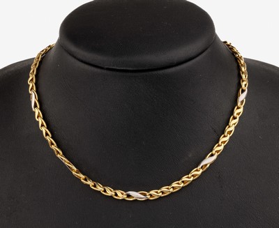 18 kt Gold Collier, GG/WG 750/000, L. ca. 49 cm, Karabinerschließe, ca. 11.4 g, sign. Cerini
