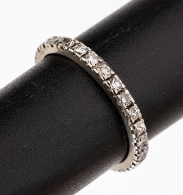 14 kt Gold Brillant-Memoryring, WG 585/000,Brillanten zus. ca. 0.82 ct Weiß/si, ca. 2.1 g, RW 55