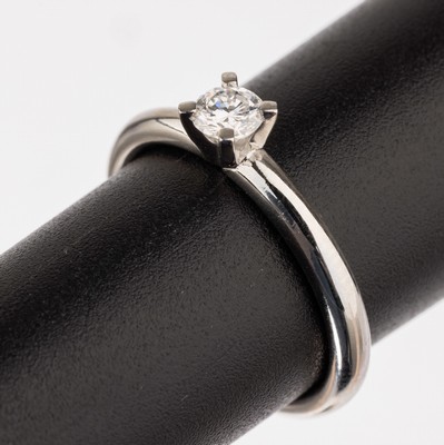 Platin Solitär Brillant Ring, PT 950/000, Brillant ca. 0.25 ct feines Weiß (G)/vvs, total ca. 5.27 g, RW 52.5