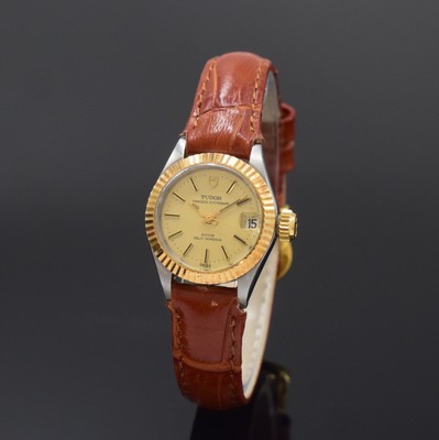 TUDOR Princess Oysterdate Referenz 7592/3 Damenarmbanduhr in Stahl/Gold, Schweiz um 1967, Automatik, Oystergeh. m. Riffel-Lünette, Boden u. Krone ...