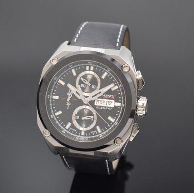 FORMEX Armbandchronograph Element in Stahl/Keramik Referenz 1200.5.8027,, Schweiz um 2015, Automatik, beids. vergl. Geh. inkl. orig. Lederband m. ...