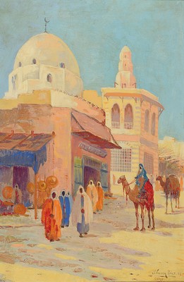 Johannes van der Bilt, 1882 - 1943, "Ansicht von Cairo", Öl/Lwd, signiert, dat. 29 und betitelt, ca. 60 x 40 cm, Rahmen Gebr.spuren ca. 76 ...