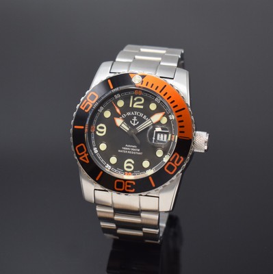 ZENO-WATCH BASEL große Taucher-Armbanduhr in Stahl, Schweiz um 2015, Automatik, orig. Gliederband m. Faltschl., Boden u. Krone verschr., Lünette m. ...