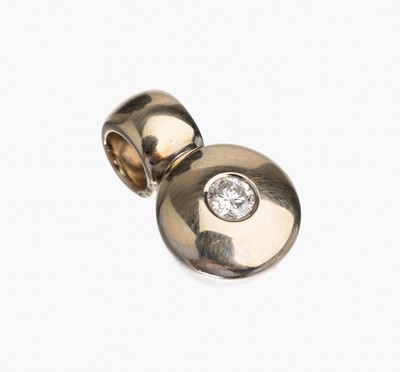 14 kt Gold Brillant Anhänger, GG/WG 585/000Brillant ca. 0.20 ct feines Weiß/lp, ca. 4.7 g