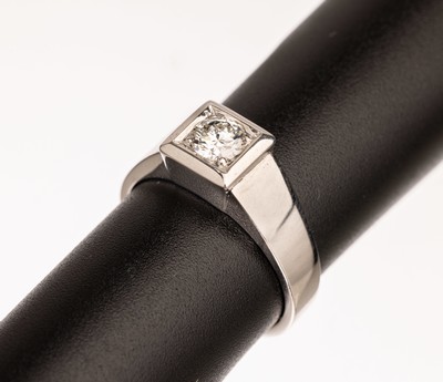 14 kt Gold Brillant Ring, WG 585/000, Brillant ca. 0.50 ct Weiß/si, RW 57, ca. 6.6 g