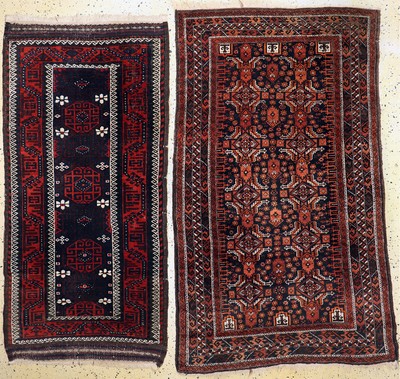 Paar Belutsch antik, Persien, um 1900, Wolle auf Wolle, ca. 190 x 112 cm, EHZ: 2-3