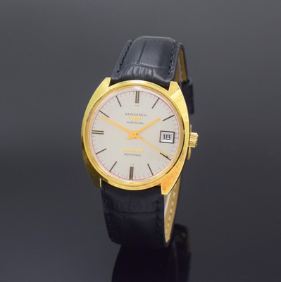 LONGINES Herrenarmbanduhr Admiral Five Starts, Schweiz um 1969, Automatik, verg. Einschalengeh., Lederband m. verg. orig. Dornschl., Anz. v. Std., ...