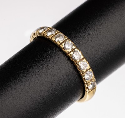 18 kt Gold Diamant-Halbmemoryring, GG 750/000, 12 Brillanten zus. ca. 0.60 ct Weiß/si, total ca. 4.1 g, RW 61